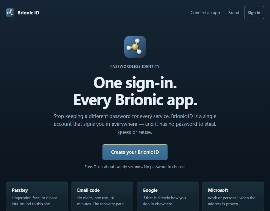 Brionic ID homepage