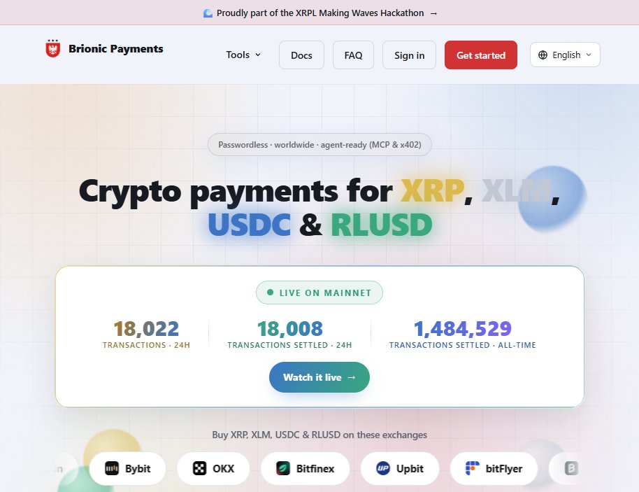 Brionic Payments homepage